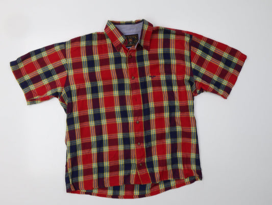 Rivers Mens Red Check Cotton  Button-Up Size S Collared