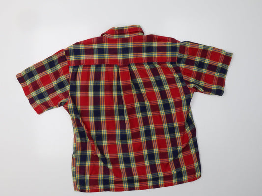 Rivers Mens Red Check Cotton  Button-Up Size S Collared