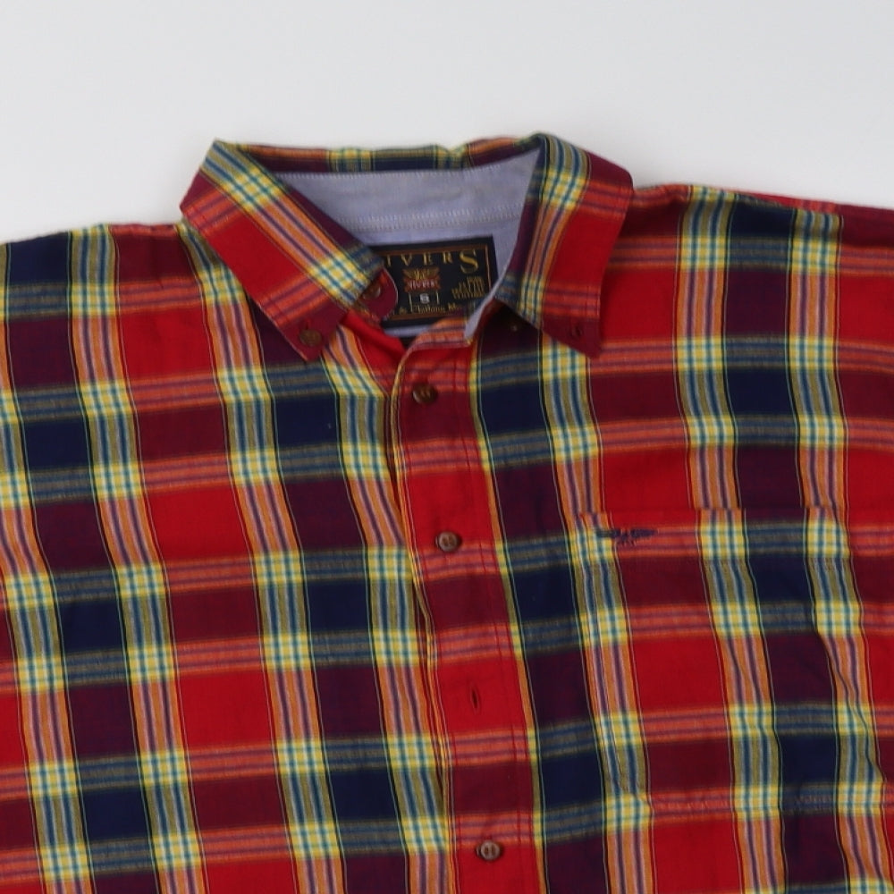 Rivers Mens Red Check Cotton  Button-Up Size S Collared