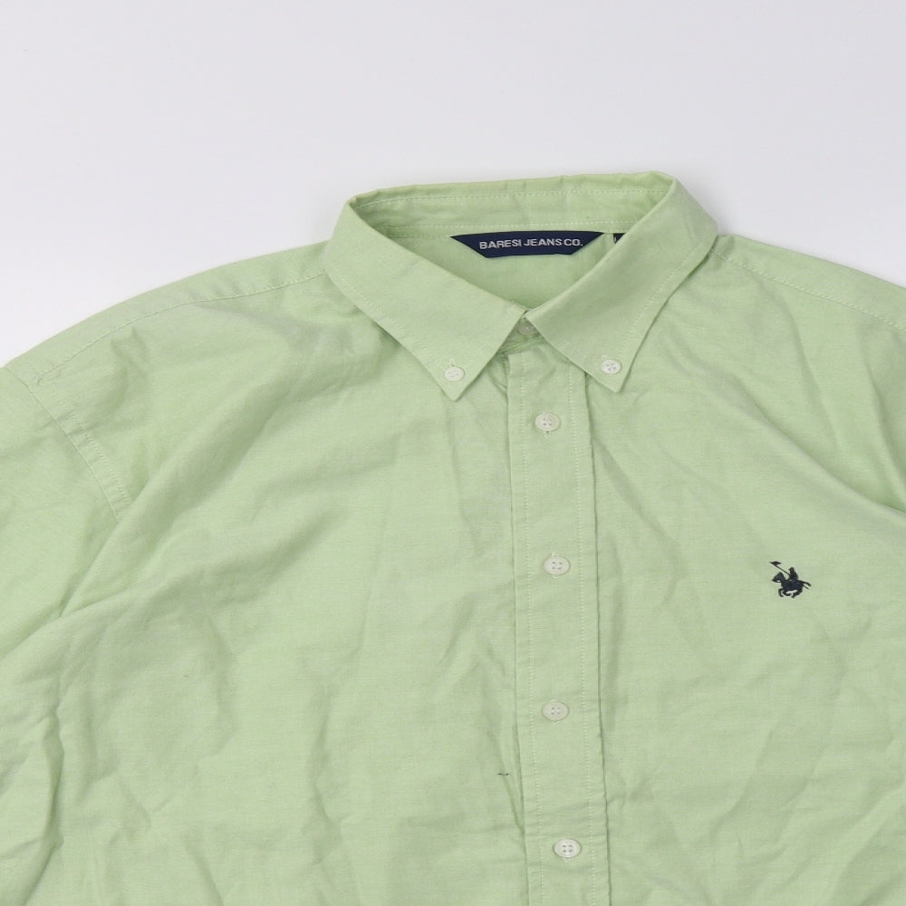 Baresi Jeans Mens Green  Cotton  Button-Up Size M Collared