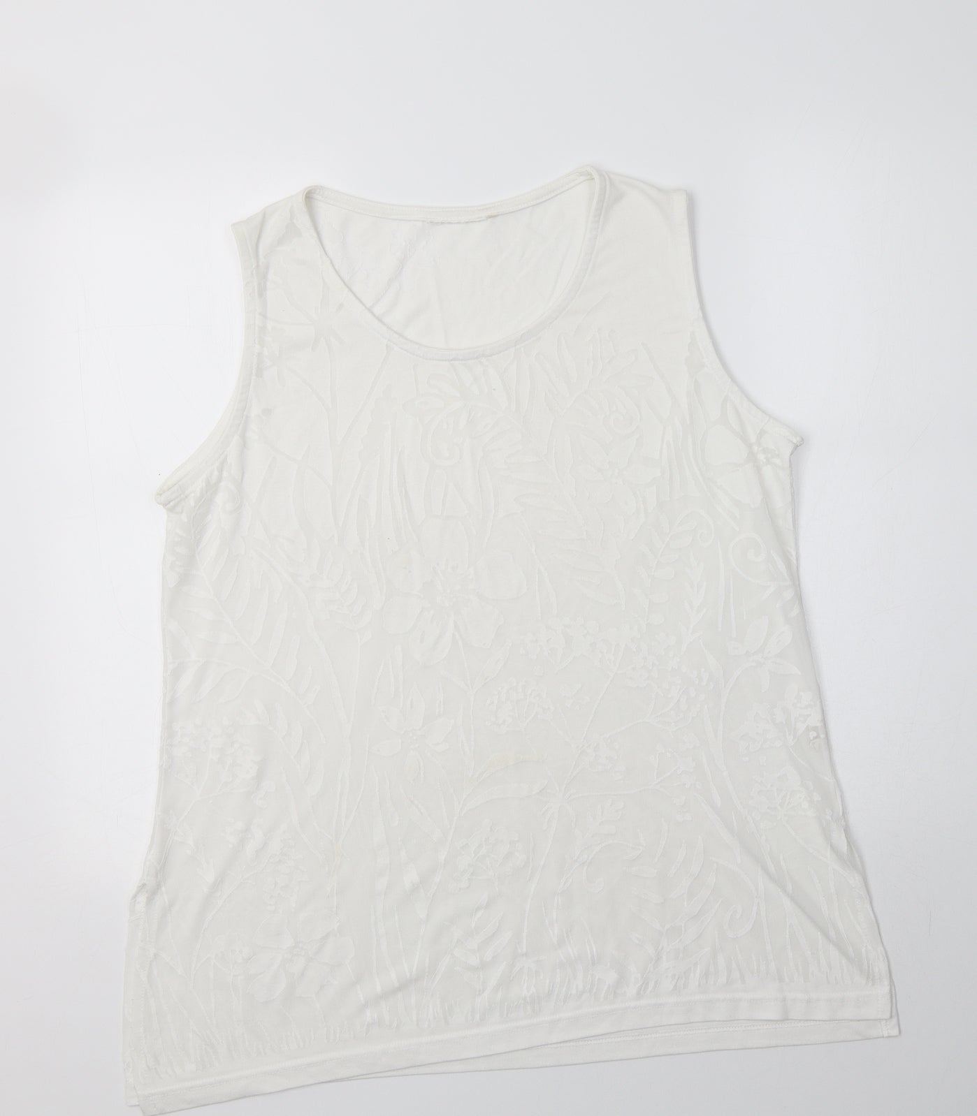 Womens UK Size L Preworn White Basic Tank