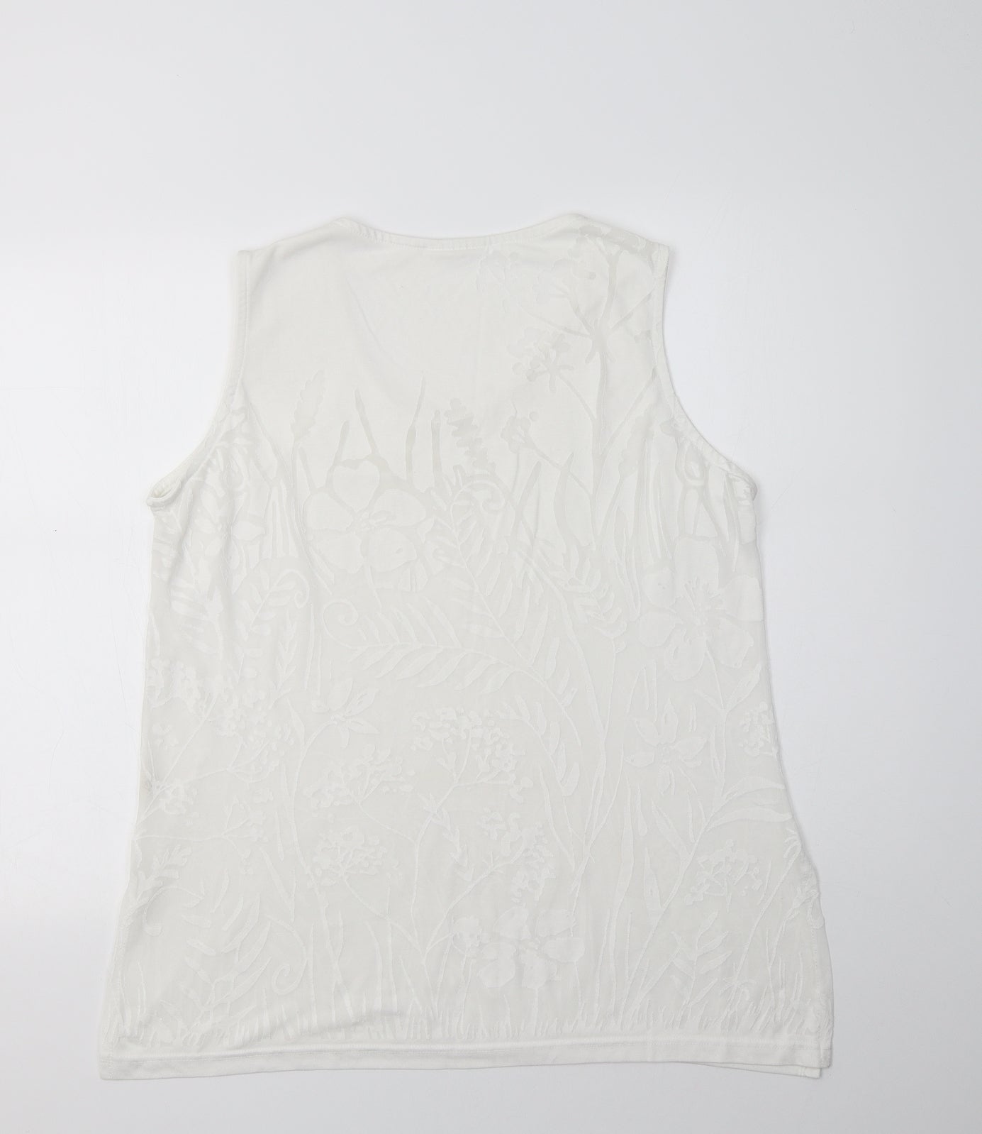 Womens UK Size L Preworn White Basic Tank