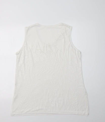 Womens UK Size L Preworn White Basic Tank