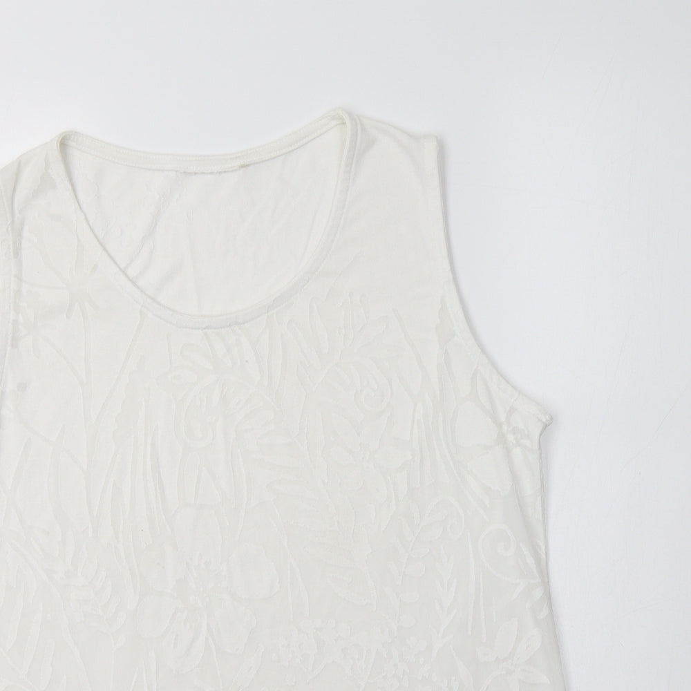 Womens UK Size L Preworn White Basic Tank
