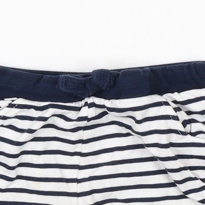 F&F Boys White Striped Cotton Sweatpants Trousers Size 9-12 Months