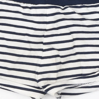 F&F Boys White Striped Cotton Sweatpants Trousers Size 9-12 Months
