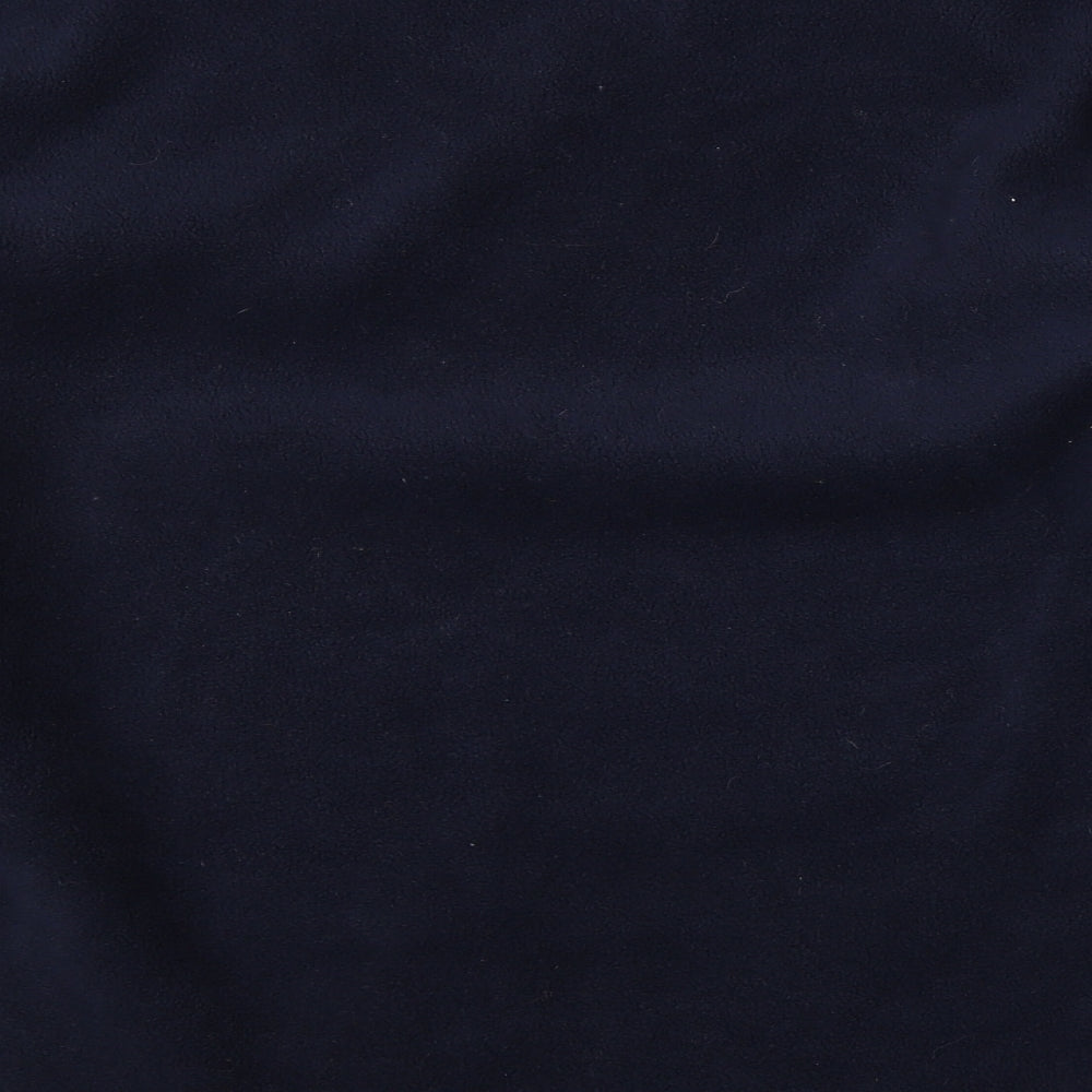 Brand and care label for Highpoint men’s blue v-neck polyester jumper, size L