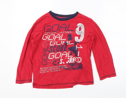 Preworn Boys Red  Cotton Basic T-Shirt Size 8-9 Years Round Neck