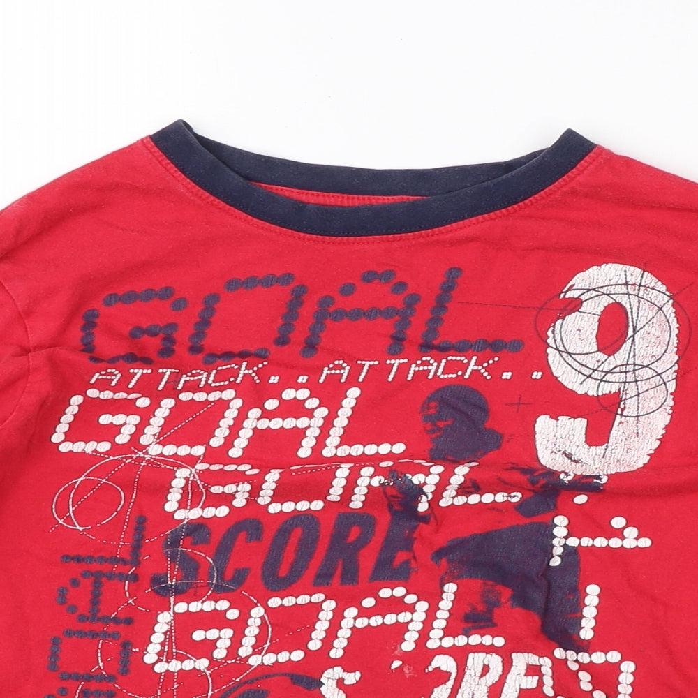Preworn Boys Red  Cotton Basic T-Shirt Size 8-9 Years Round Neck