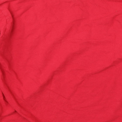 Preworn Boys Red  Cotton Basic T-Shirt Size 8-9 Years Round Neck
