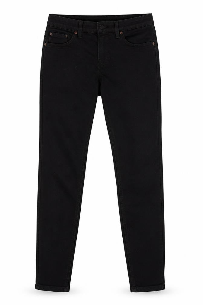 Front view of New Look women’s black cotton jegging jeans, size UK 4, 24-inch leg regular