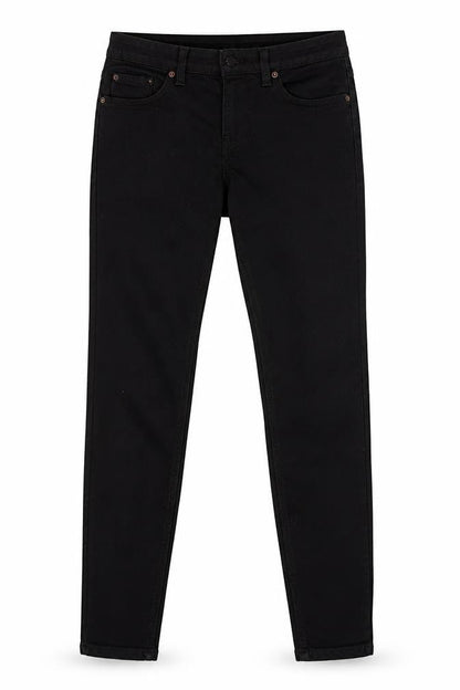 Front view of New Look women’s black cotton jegging jeans, size UK 4, 24-inch leg regular