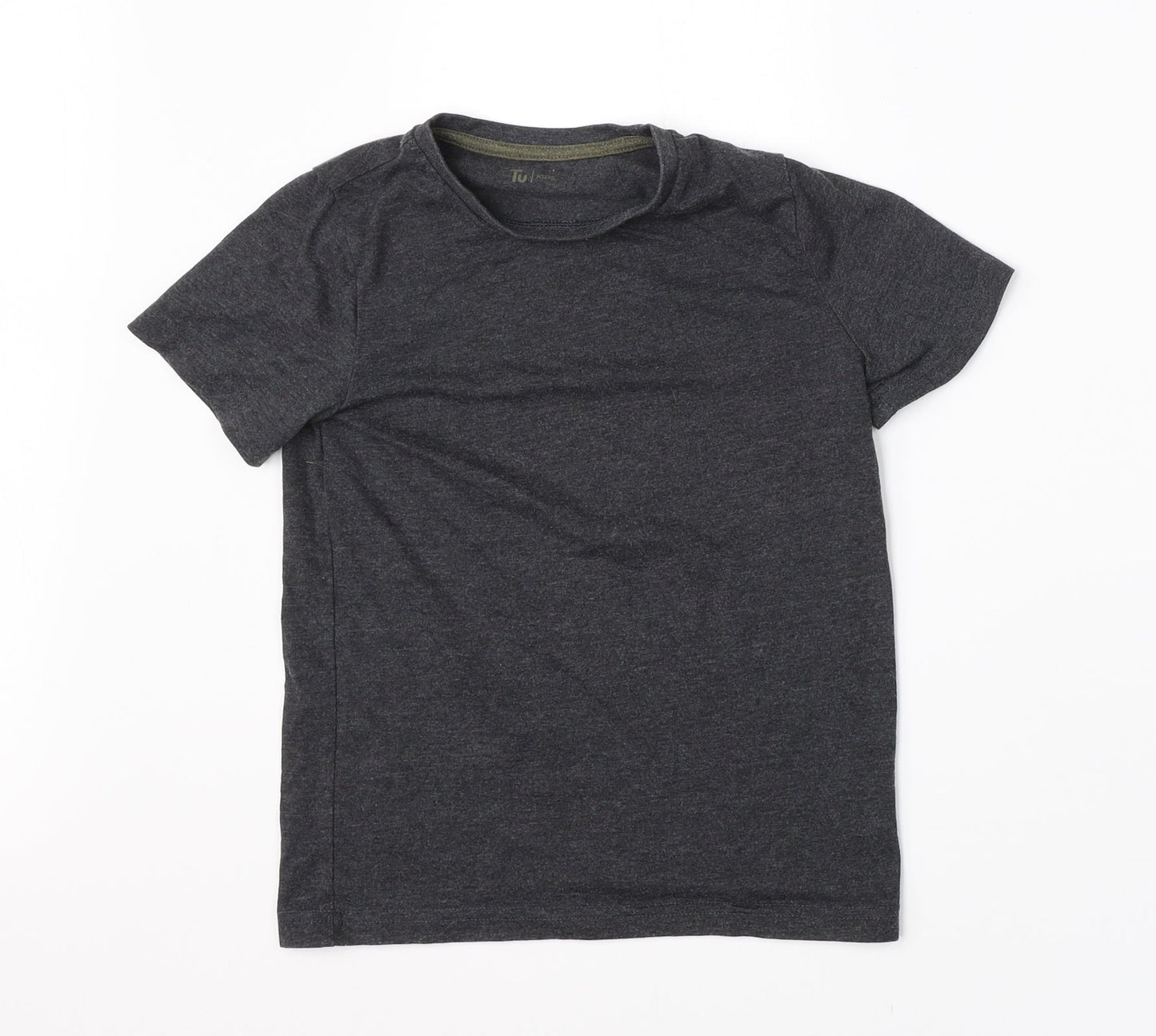 TU Girls Grey  Cotton Basic T-Shirt Size 7 Years Round Neck