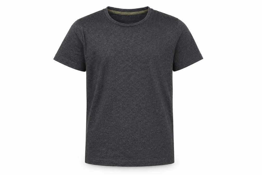 Front view of Tu girls’ grey cotton basic t-shirt, size 7, years round neck