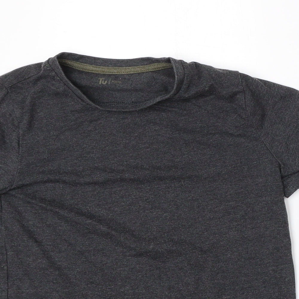 TU Girls Grey  Cotton Basic T-Shirt Size 7 Years Round Neck