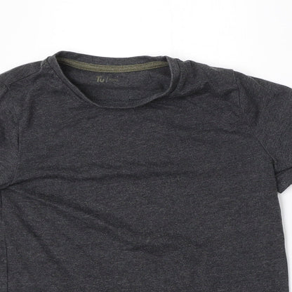 TU Girls Grey  Cotton Basic T-Shirt Size 7 Years Round Neck