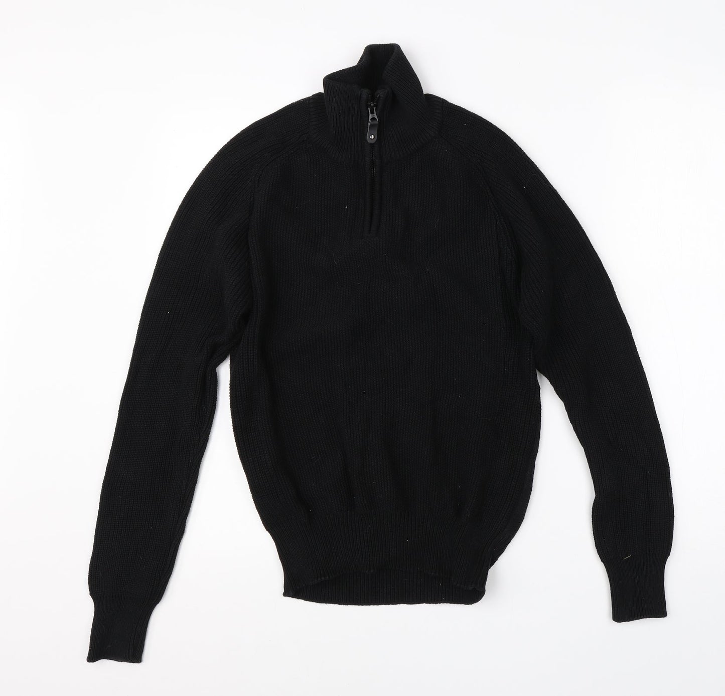 NEXT Mens Black High Neck  Cotton Full Zip Jumper Size S