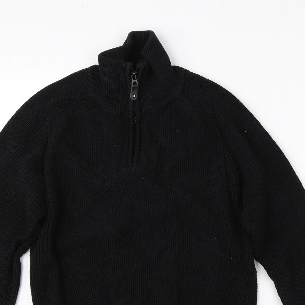 NEXT Mens Black High Neck  Cotton Full Zip Jumper Size S