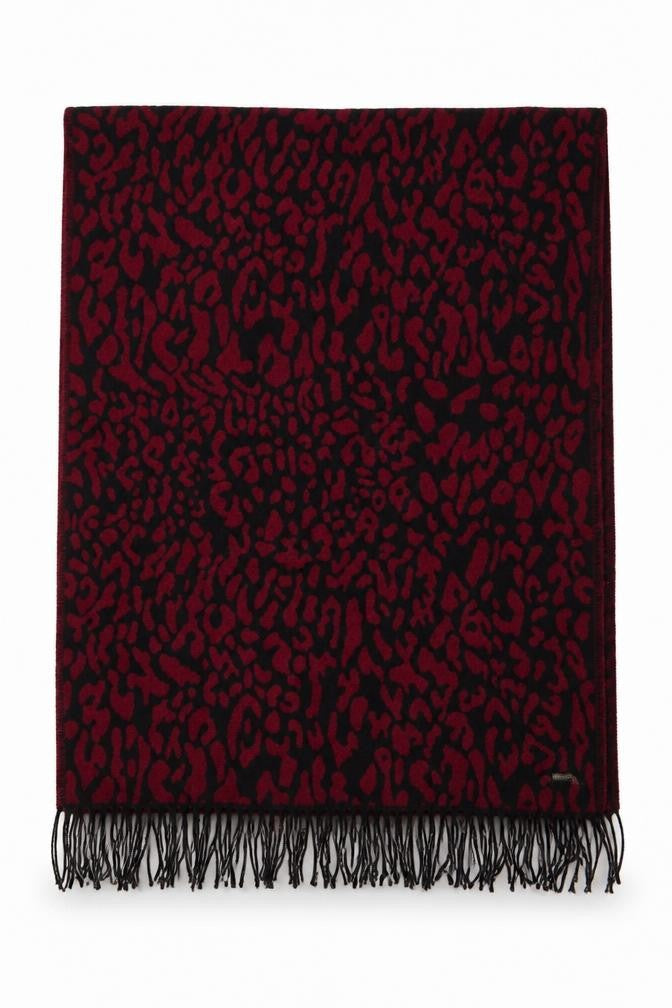 Front view of Primark women’s red animal print acrylic shawl/wrap