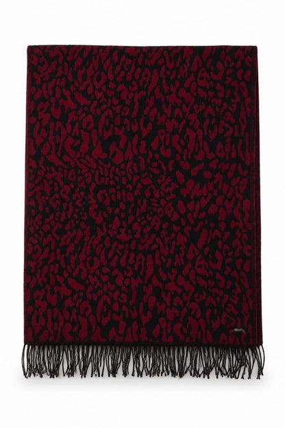 Front view of Primark women’s red animal print acrylic shawl/wrap