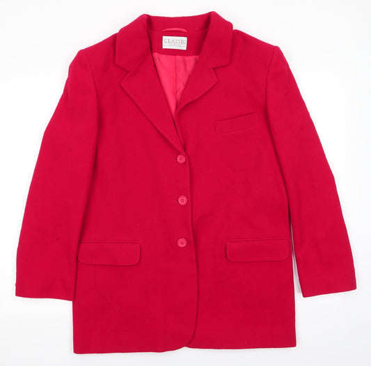 Classic Woman Womens Red   Overcoat Coat Size 14
