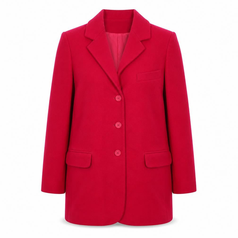 Womens UK Size 14 Classic Woman Red Overcoat