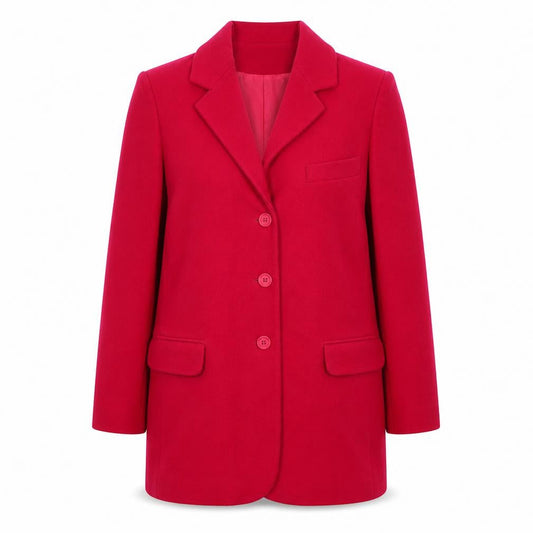 Womens UK Size 14 Classic Woman Red Overcoat