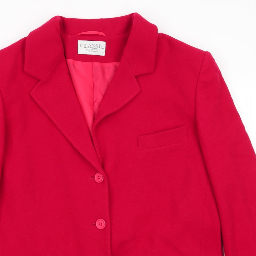 Womens UK Size 14 Classic Woman Red Overcoat