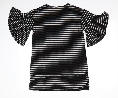 Missguided Womens Black Striped Viscose T-Shirt Dress  Size 8  Round Neck  - Wide sleeves
