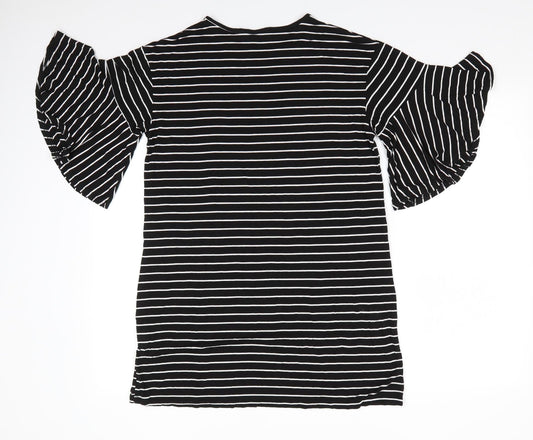 Missguided Womens Black Striped Viscose T-Shirt Dress  Size 8  Round Neck  - Wide sleeves
