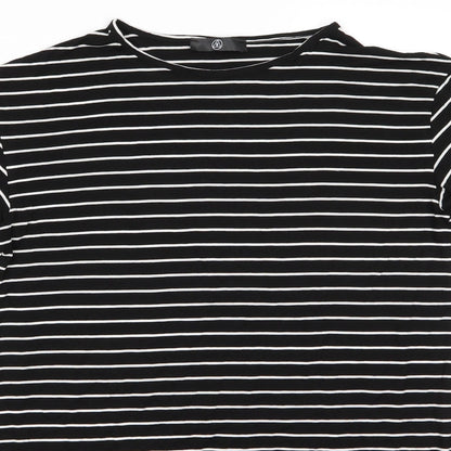 Missguided Womens Black Striped Viscose T-Shirt Dress  Size 8  Round Neck  - Wide sleeves