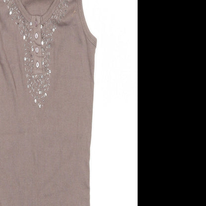 Heart &  Soul Womens Brown  Cotton T-Shirt Dress  Size 12  V-Neck  - Taupe colour