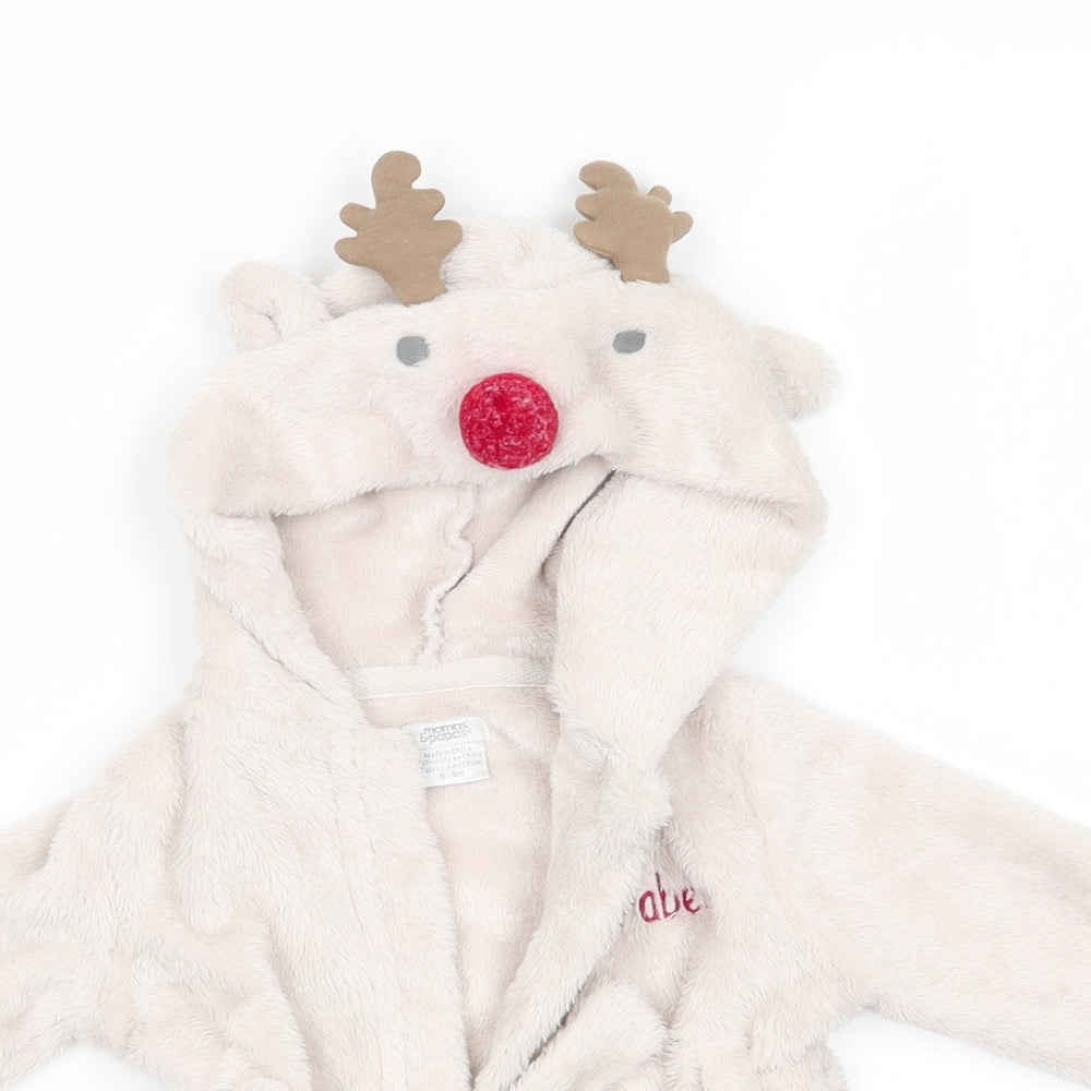 mamas & papas Girls Beige Animal Print Polyester  Gown Size 6-9 Months   - Reindeer Hood
