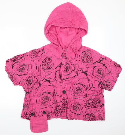 Kekoo Womens Pink Floral  Jacket     - Black Flowers