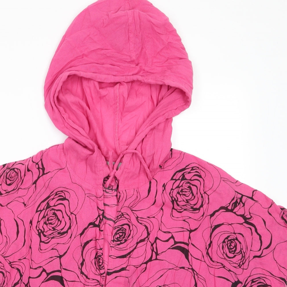 Kekoo Womens Pink Floral  Jacket     - Black Flowers