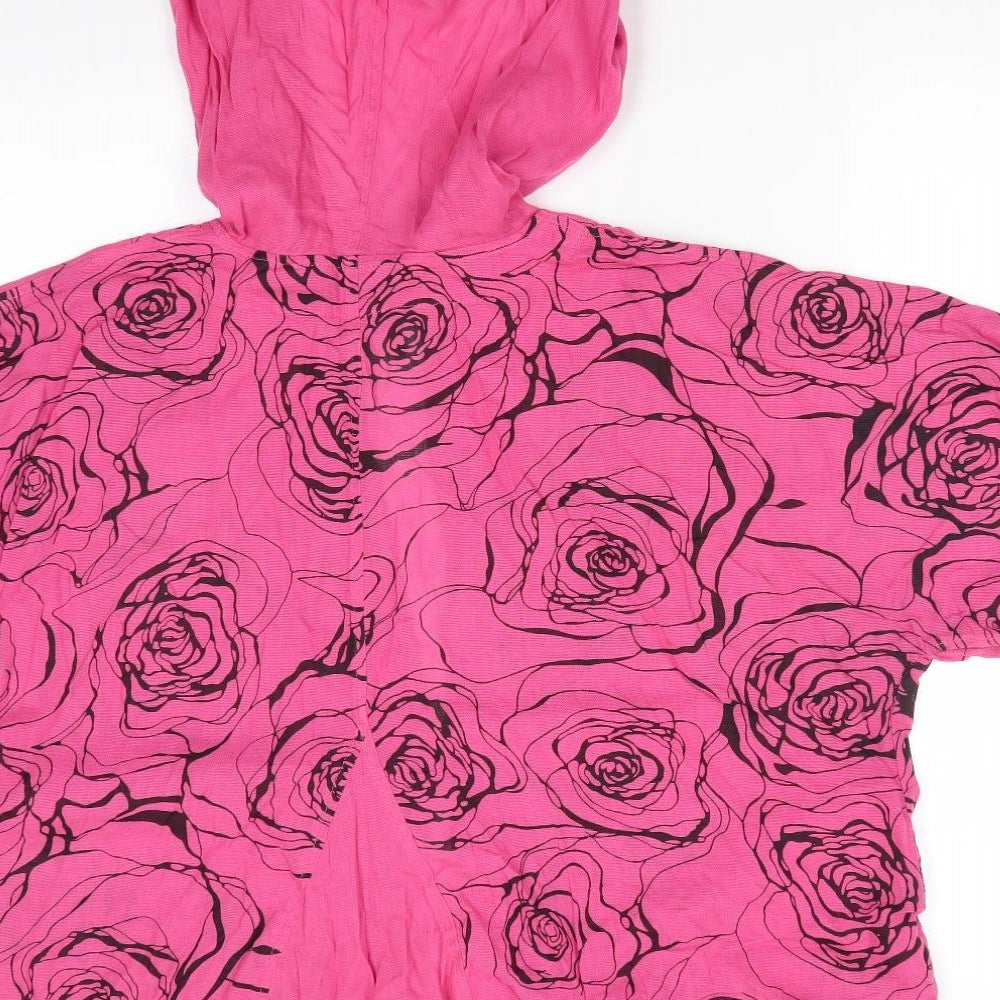 Kekoo Womens Pink Floral  Jacket     - Black Flowers