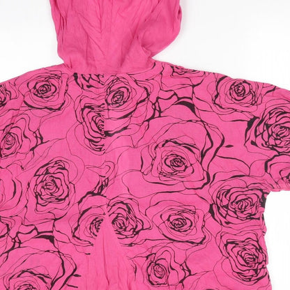 Kekoo Womens Pink Floral  Jacket     - Black Flowers