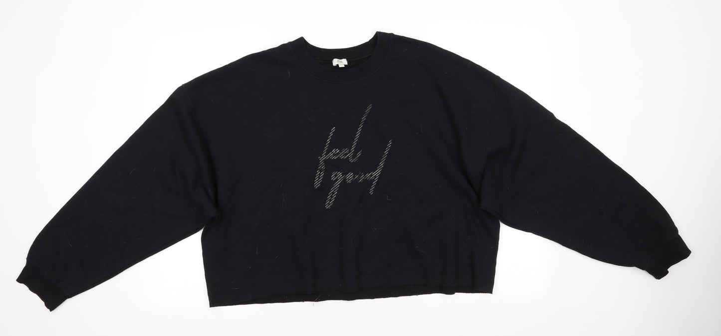 River Island Womens Black   Pullover Sweatshirt Size L   - Feel Good Cropped