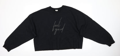 River Island Womens Black   Pullover Sweatshirt Size L   - Feel Good Cropped