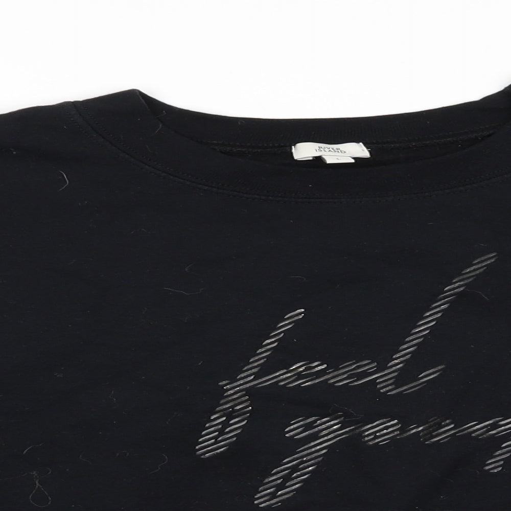 River Island Womens Black   Pullover Sweatshirt Size L   - Feel Good Cropped