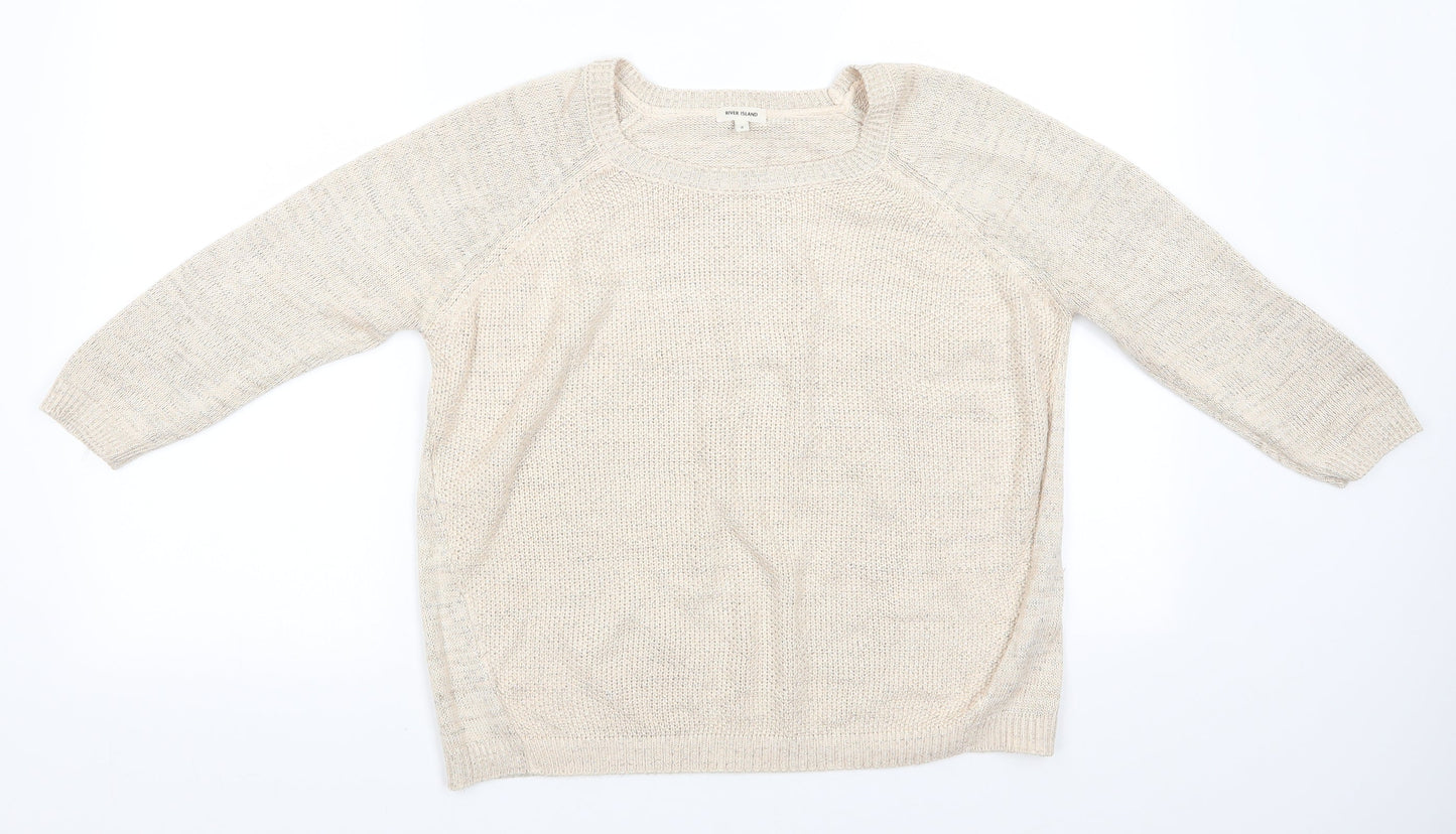 Womens UK Size S River Island Beige Pullover Jumper