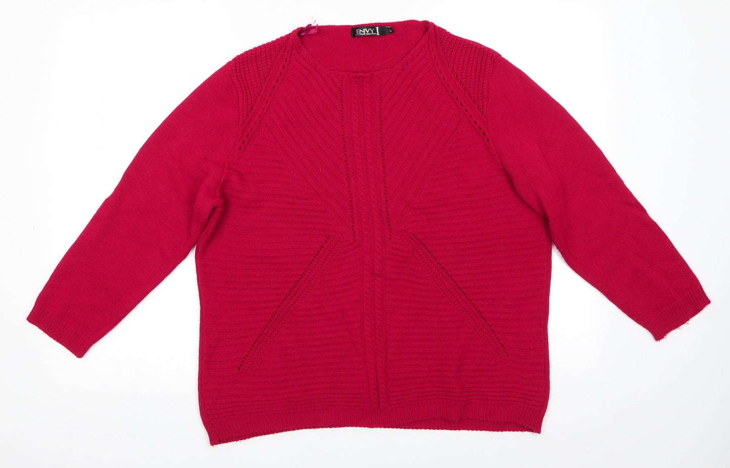 Envy I Womens Red Round Neck   Pullover Jumper Size L