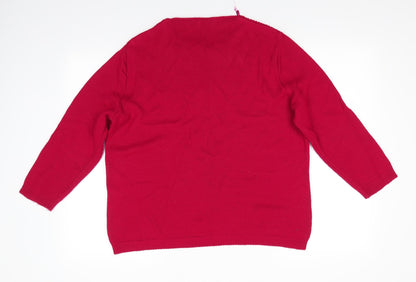 Envy I Womens Red Round Neck   Pullover Jumper Size L