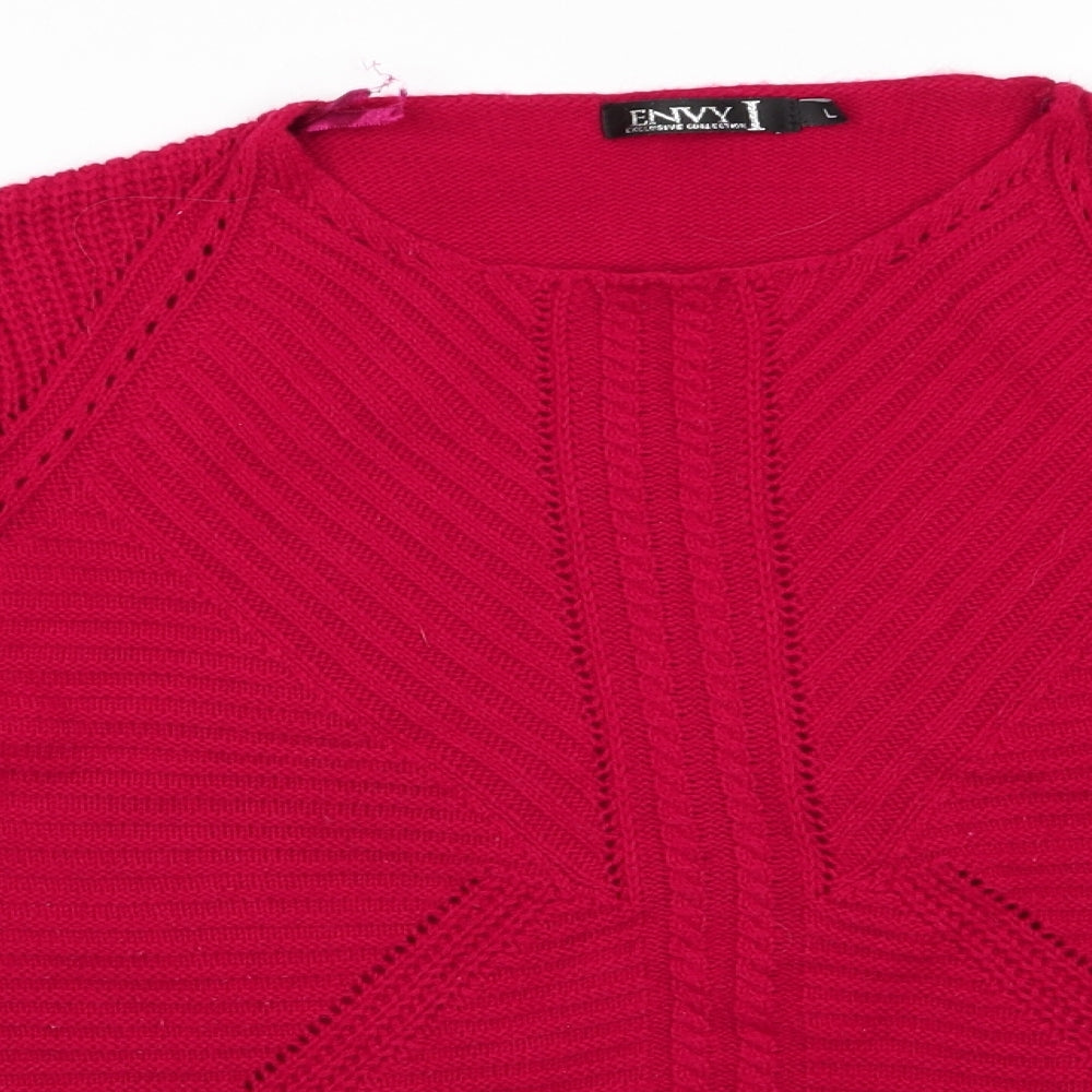 Envy I Womens Red Round Neck   Pullover Jumper Size L
