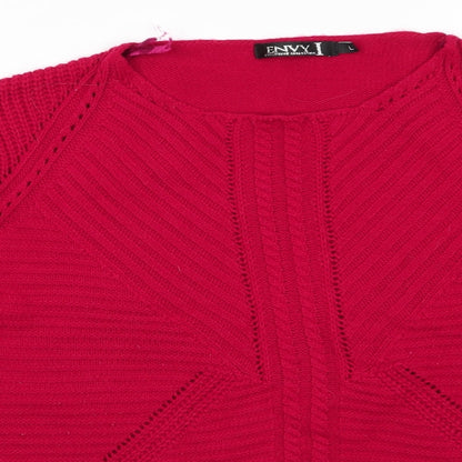 Envy I Womens Red Round Neck   Pullover Jumper Size L