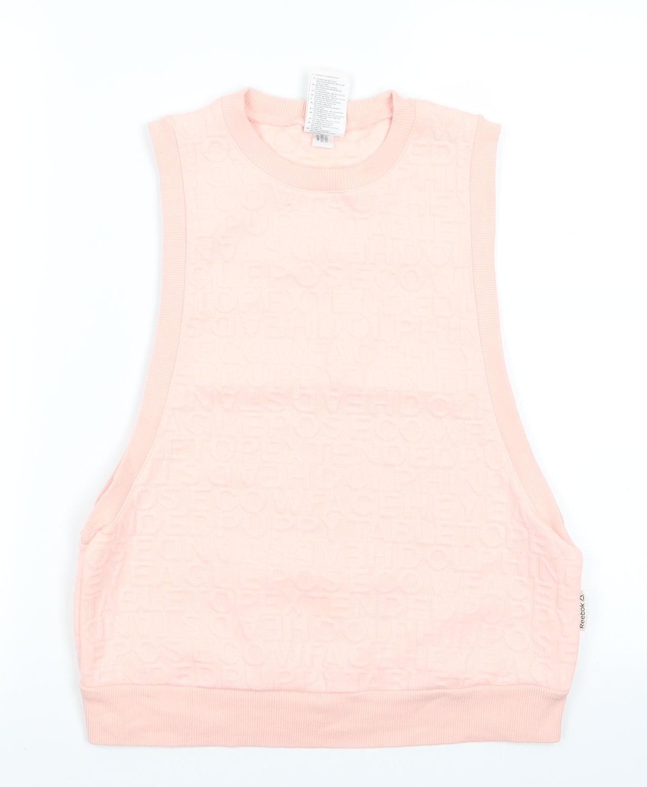 Reebok Womens Pink  Polyester Pullover Sweatshirt Size S   - Peach in colour Pattern of letters