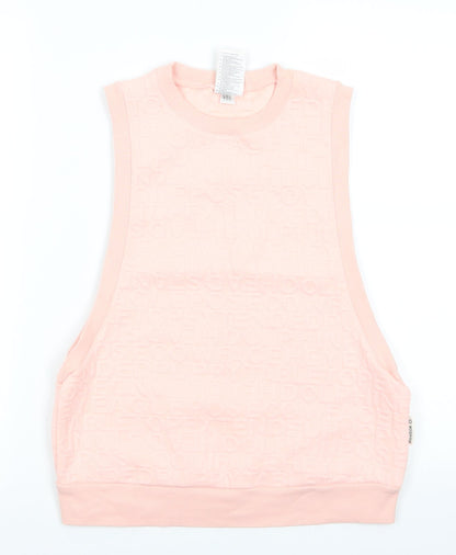Reebok Womens Pink  Polyester Pullover Sweatshirt Size S   - Peach in colour Pattern of letters
