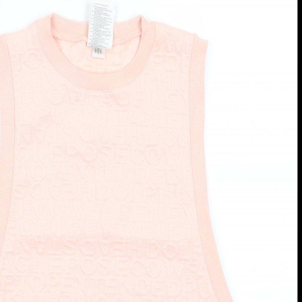 Reebok Womens Pink  Polyester Pullover Sweatshirt Size S   - Peach in colour Pattern of letters