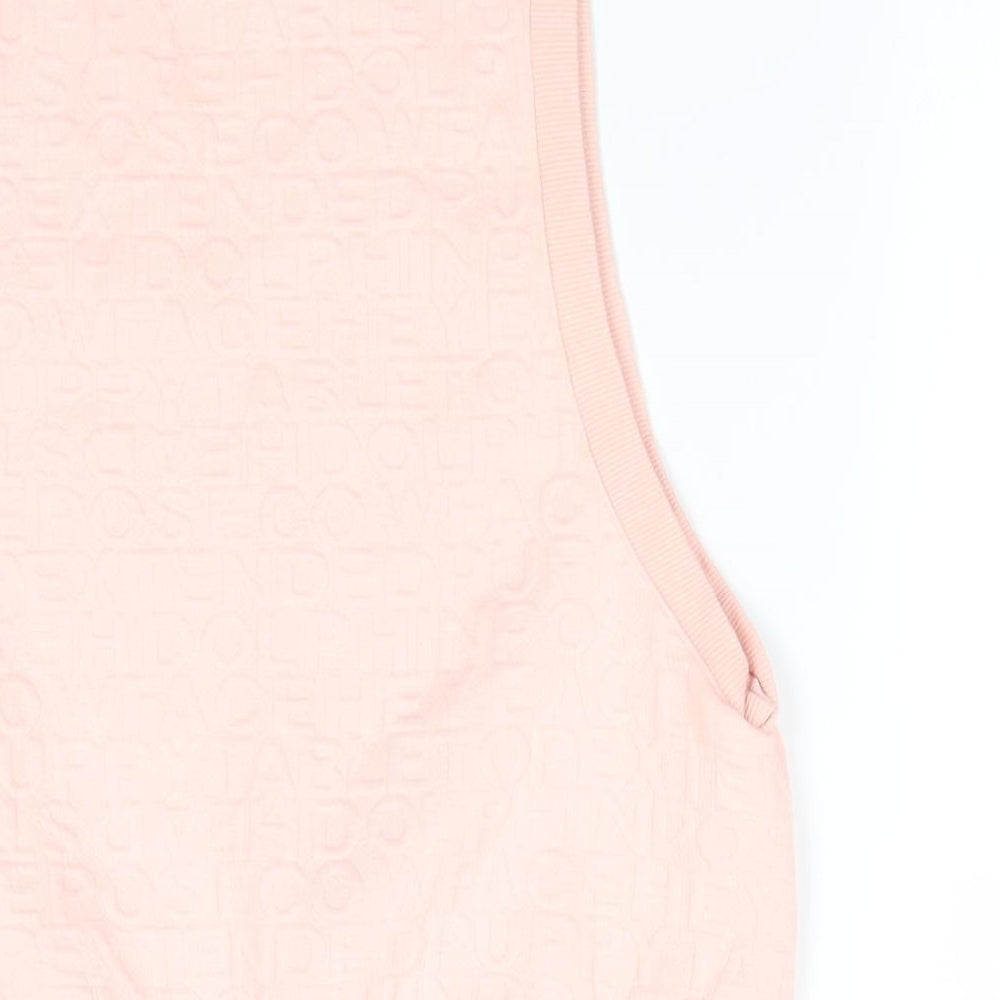 Reebok Womens Pink  Polyester Pullover Sweatshirt Size S   - Peach in colour Pattern of letters