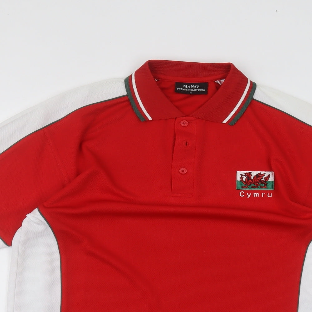 manav Mens Red  Polyester  Polo Size S Collared  - wales
